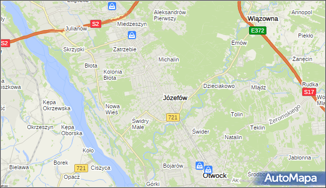 mapa Józefów powiat otwocki, Józefów powiat otwocki na mapie Targeo
