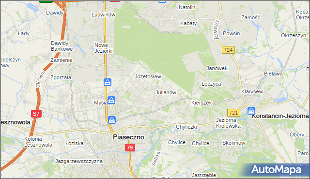 mapa Julianów gmina Piaseczno, Julianów gmina Piaseczno na mapie Targeo