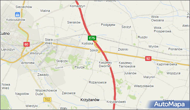 mapa Kaszewy Kościelne, Kaszewy Kościelne na mapie Targeo