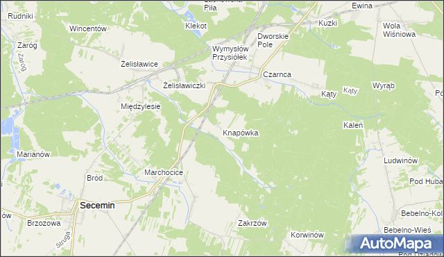 mapa Knapówka gmina Włoszczowa, Knapówka gmina Włoszczowa na mapie Targeo