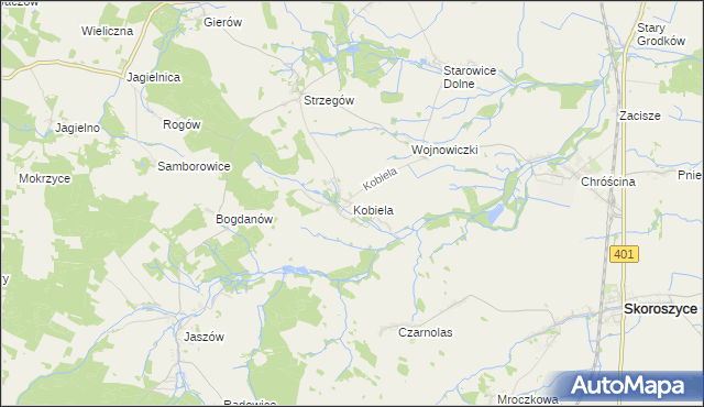 mapa Kobiela gmina Grodków, Kobiela gmina Grodków na mapie Targeo