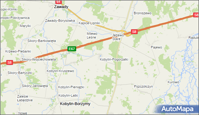 mapa Kobylin-Pogorzałki, Kobylin-Pogorzałki na mapie Targeo