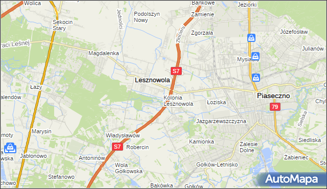 mapa Kolonia Lesznowola, Kolonia Lesznowola na mapie Targeo