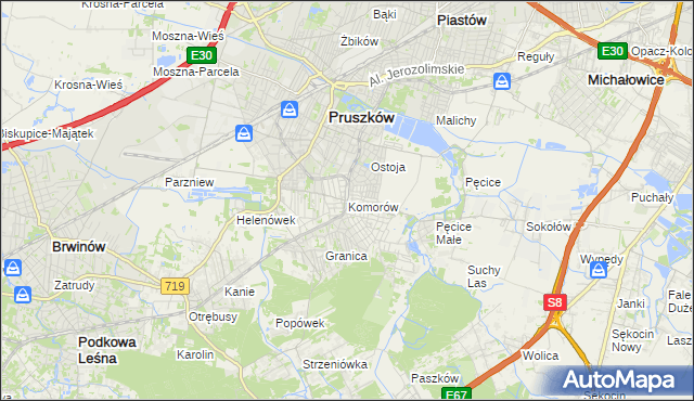 mapa Komorów gmina Michałowice, Komorów gmina Michałowice na mapie Targeo