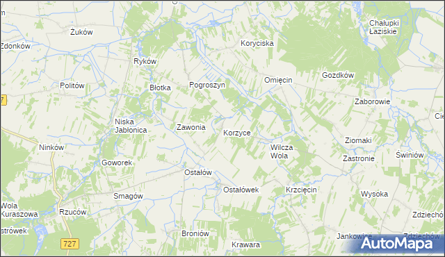 mapa Korzyce, Korzyce na mapie Targeo