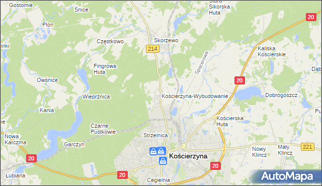 mapa Kościerzyna-Wybudowanie, Kościerzyna-Wybudowanie na mapie Targeo