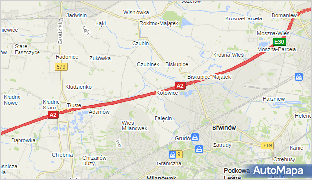 mapa Kotowice gmina Brwinów, Kotowice gmina Brwinów na mapie Targeo