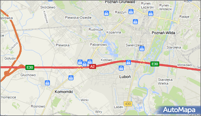 mapa Kotowo gmina Poznań, Kotowo gmina Poznań na mapie Targeo