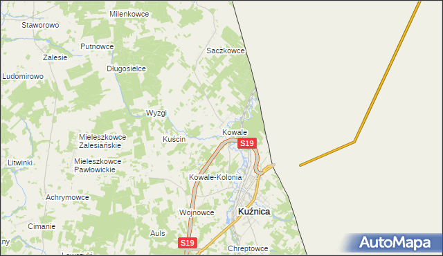 mapa Kowale gmina Kuźnica, Kowale gmina Kuźnica na mapie Targeo