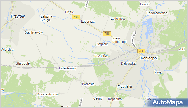 mapa Kozaków, Kozaków na mapie Targeo