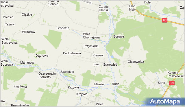 mapa Krasew, Krasew na mapie Targeo