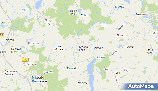 mapa Krasna Łąka, Krasna Łąka na mapie Targeo