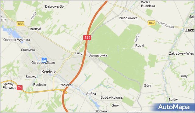 mapa Kraśnik powiat kraśnicki, Kraśnik powiat kraśnicki na mapie Targeo