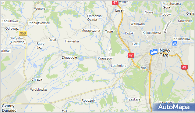 mapa Krauszów, Krauszów na mapie Targeo