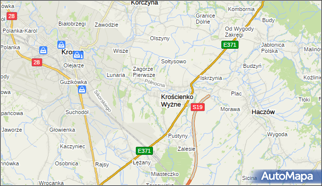 mapa Krościenko Wyżne, Krościenko Wyżne na mapie Targeo