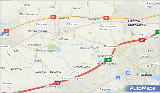 mapa Krosna-Parcela, Krosna-Parcela na mapie Targeo