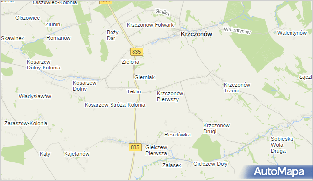mapa Krzczonów Pierwszy, Krzczonów Pierwszy na mapie Targeo