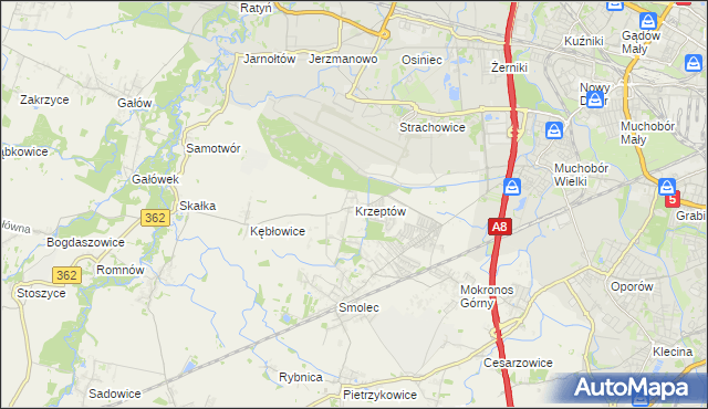 mapa Krzeptów, Krzeptów na mapie Targeo