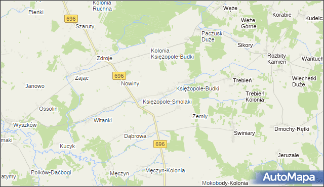 mapa Księżopole-Jałmużny, Księżopole-Jałmużny na mapie Targeo