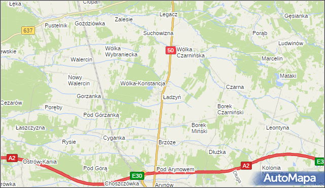 mapa Ładzyń, Ładzyń na mapie Targeo