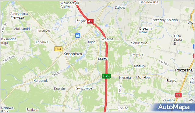 mapa Łaziec, Łaziec na mapie Targeo