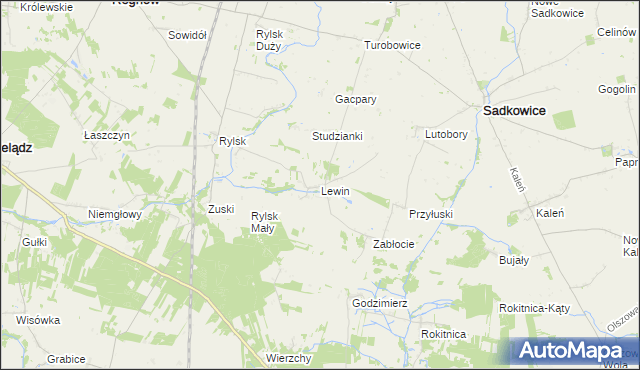 mapa Lewin gmina Sadkowice, Lewin gmina Sadkowice na mapie Targeo