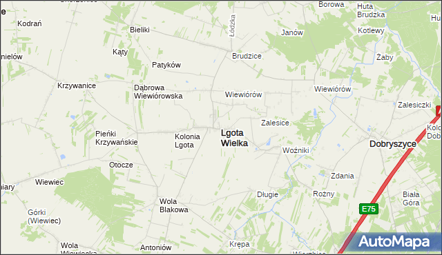 mapa Lgota Wielka powiat radomszczański, Lgota Wielka powiat radomszczański na mapie Targeo
