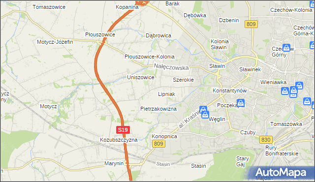 mapa Lipniak gmina Konopnica, Lipniak gmina Konopnica na mapie Targeo