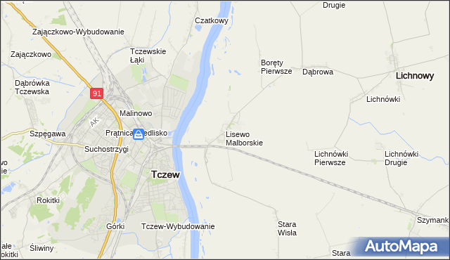 mapa Lisewo Malborskie, Lisewo Malborskie na mapie Targeo