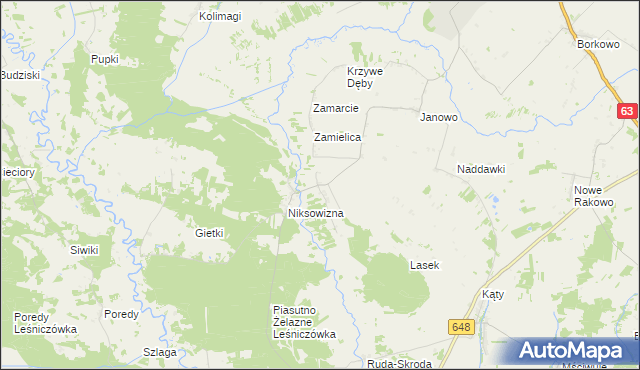 mapa Łosewo gmina Kolno, Łosewo gmina Kolno na mapie Targeo