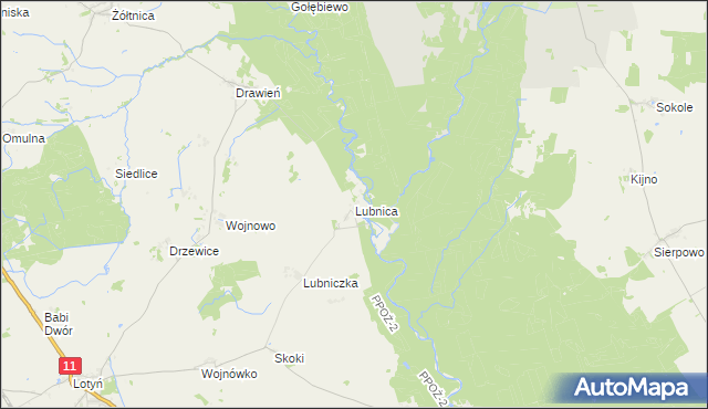 mapa Lubnica gmina Okonek, Lubnica gmina Okonek na mapie Targeo