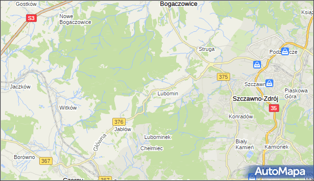 mapa Lubomin gmina Stare Bogaczowice, Lubomin gmina Stare Bogaczowice na mapie Targeo