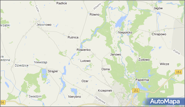 mapa Lutówko gmina Barlinek, Lutówko gmina Barlinek na mapie Targeo