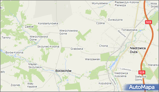 mapa Majdan Borzechowski, Majdan Borzechowski na mapie Targeo