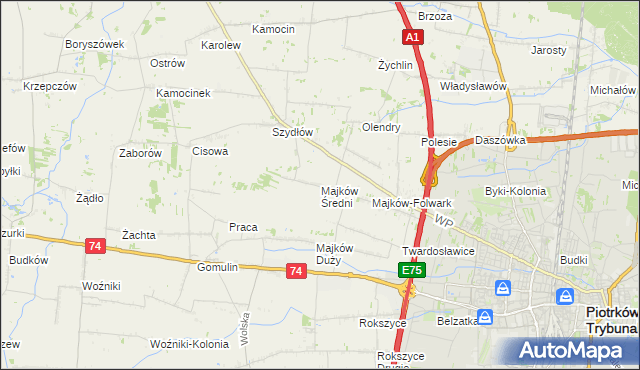 mapa Majków Średni, Majków Średni na mapie Targeo