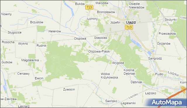 mapa Maksymów gmina Ujazd, Maksymów gmina Ujazd na mapie Targeo