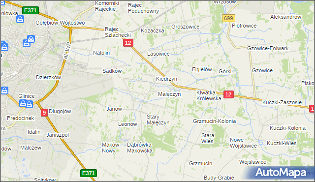 mapa Małęczyn gmina Gózd, Małęczyn gmina Gózd na mapie Targeo