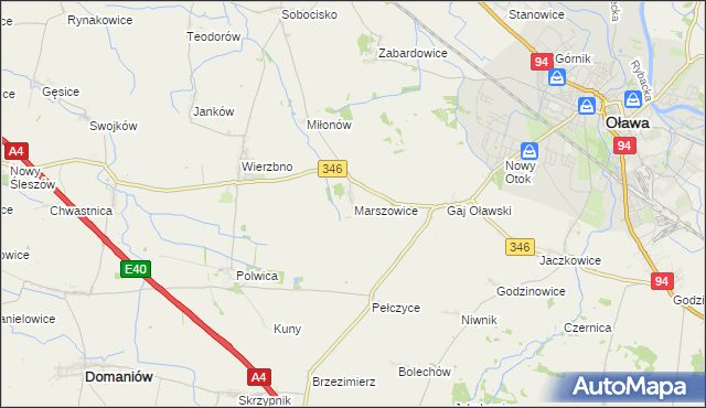 mapa Marszowice gmina Oława, Marszowice gmina Oława na mapie Targeo