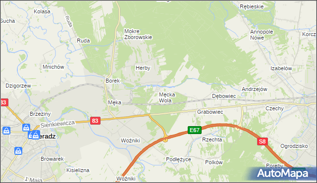 mapa Męcka Wola, Męcka Wola na mapie Targeo