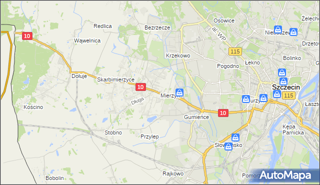 mapa Mierzyn gmina Dobra (Szczecińska), Mierzyn gmina Dobra (Szczecińska) na mapie Targeo