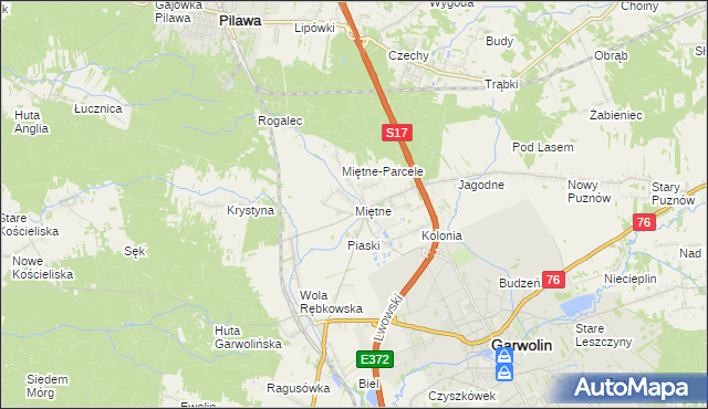 mapa Miętne, Miętne na mapie Targeo