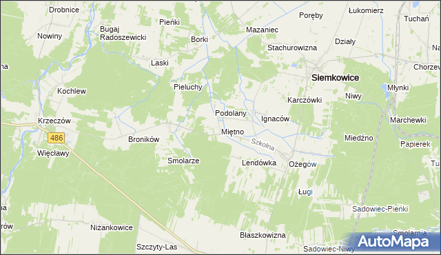 mapa Miętno gmina Siemkowice, Miętno gmina Siemkowice na mapie Targeo