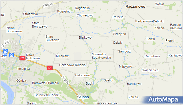 mapa Miszewko Strzałkowskie, Miszewko Strzałkowskie na mapie Targeo