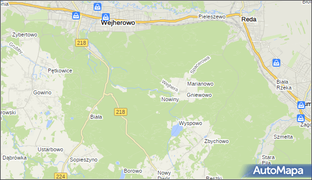 mapa Młynki gmina Wejherowo, Młynki gmina Wejherowo na mapie Targeo