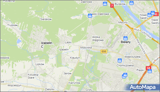 mapa Mościska gmina Izabelin, Mościska gmina Izabelin na mapie Targeo