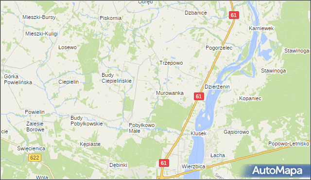 mapa Murowanka gmina Pokrzywnica, Murowanka gmina Pokrzywnica na mapie Targeo