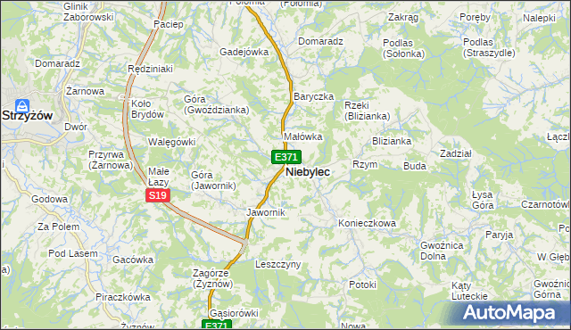 mapa Niebylec, Niebylec na mapie Targeo