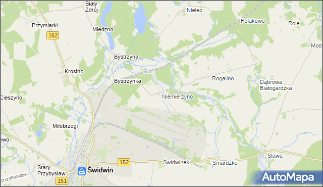 mapa Niemierzyno gmina Świdwin, Niemierzyno gmina Świdwin na mapie Targeo