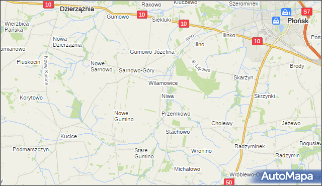 mapa Niwa gmina Dzierzążnia, Niwa gmina Dzierzążnia na mapie Targeo