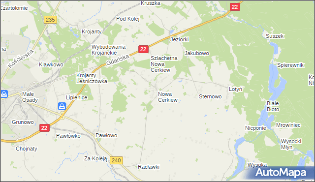 mapa Nowa Cerkiew gmina Chojnice, Nowa Cerkiew gmina Chojnice na mapie Targeo